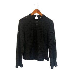 Jenn Women's Black Medium Eyelet Blouse Top